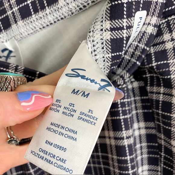 Seven 7 NWT Pull On Pointe Dandy Plaid Grey Skinny Legging Medium - Picture 5 of 10